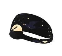 Elastic Sports Headband Hairband YYHHAOFA Birds flying in the starry sky Printing Soft, Breathable, Quick-Dry