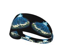 Elastic Sports Headband Hairband YYHHAOFA Blue Flower Volcano Pattern Athletic Band for Women, Men