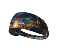 Elastic Sports Headband Hairband YYHHAOFA Bonfire by the stream Printing Soft, Breathable, Quick-Dry