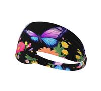 Elastic Sports Headband Hairband YYHHAOFA Butterflies Chasing Rainbows Pattern Athletic Band for Women, Men
