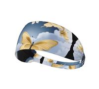 Elastic Sports Headband Hairband YYHHAOFA Butterflies on the Moon Printing Soft, Breathable, Quick-Dry