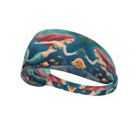 Elastic Sports Headband Hairband YYHHAOFA Cartoon Mermaid Printing Soft, Breathable, Quick-Dry