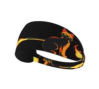 Elastic Sports Headband Hairband YYHHAOFA Cat's tail on fire Printing Soft, Breathable, Quick-Dry