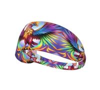 Elastic Sports Headband Hairband YYHHAOFA Colored Crystal Phoenix Pattern Athletic Band for Women, Men
