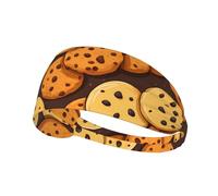 Elastic Sports Headband Hairband YYHHAOFA Cookies Food Chocolate chip Biscuits Pattern Athletic Band for Women, Men