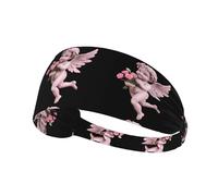 Elastic Sports Headband Hairband YYHHAOFA Cupid Holding Flowers Pattern Athletic Band for Women, Men
