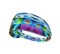 Elastic Sports Headband Hairband YYHHAOFA Four Elements Pattern Athletic Band for Women, Men