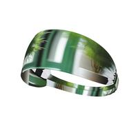 Elastic Sports Headband Hairband YYHHAOFA Green Plants in Fron Pattern Athletic Band for Women, Men