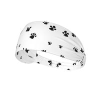 Elastic Sports Headband Hairband YYHHAOFA Kitten Footprints Pattern Athletic Band for Women, Men