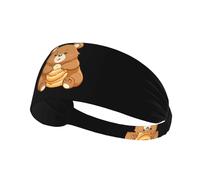 Elastic Sports Headband Hairband YYHHAOFA Little bear eating bread Printing Soft, Breathable, Quick-Dry