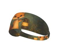 Elastic Sports Headband Hairband YYHHAOFA Little fox holding a lantern Printing Soft, Breathable, Quick-Dry