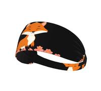 Elastic Sports Headband Hairband YYHHAOFA Little fox in the petals Printing Soft, Breathable, Quick-Dry