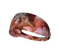 Elastic Sports Headband Hairband YYHHAOFA Little squirrel in the petals Printing Soft, Breathable, Quick-Dry