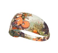 Elastic Sports Headband Hairband YYHHAOFA Little squirrel picking fruit Printing Soft, Breathable, Quick-Dry