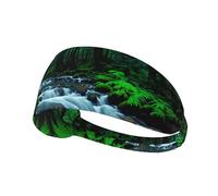 Elastic Sports Headband Hairband YYHHAOFA Nature Landscape Stream Pattern Athletic Band for Women, Men