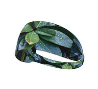 Elastic Sports Headband Hairband YYHHAOFA Raindrops on leaves Printing Soft, Breathable, Quick-Dry