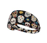 Elastic Sports Headband Hairband YYHHAOFA Sugar Skulls Pattern Athletic Band for Women, Men