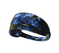 Elastic Sports Headband Hairband YYHWHJDE A Bouquet of Blue Flowers Prints Athletic Band for Women, Men