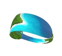 Elastic Sports Headband Hairband YYHWHJDE An island in the ocean Pattern Soft, Breathable, Quick-Dry