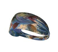 Elastic Sports Headband Hairband YYHWHJDE bass fishing wave Pattern Soft, Breathable, Quick-Dry