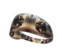 Elastic Sports Headband Hairband YYHWHJDE Bear Running Pattern Soft, Breathable, Quick-Dry