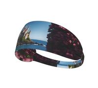 Elastic Sports Headband Hairband YYHWHJDE Beautiful Island with Flowers Pattern Spandex, Soft, Breathable, Quick-Dry