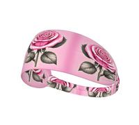 Elastic Sports Headband Hairband YYHWHJDE Beautiful pink roses Pattern Soft, Breathable, Quick-Dry