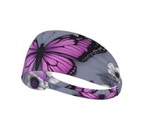 Elastic Sports Headband Hairband YYHWHJDE Beautiful Purple Butterfly Floral Pattern Soft, Breathable, Quick-Dry