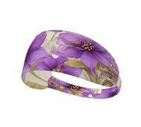 Elastic Sports Headband Hairband YYHWHJDE Beautiful purple flowers Pattern Soft, Breathable, Quick-Dry