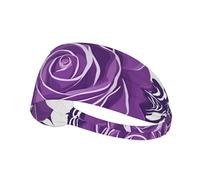 Elastic Sports Headband Hairband YYHWHJDE beautiful purple roses Pattern Soft, Breathable, Quick-Dry