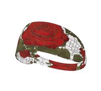 Elastic Sports Headband Hairband YYHWHJDE Beautiful red roses Picture Quick Drying, Moisture Wicking