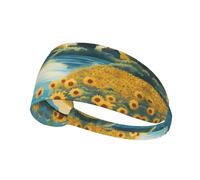 Elastic Sports Headband Hairband YYHWHJDE Beautiful Sunflower Pattern Spandex, Soft, Breathable, Quick-Dry