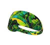 Elastic Sports Headband Hairband YYHWHJDE Big Green Banana Leaf Pattern Spandex, Soft, Breathable, Quick-Dry