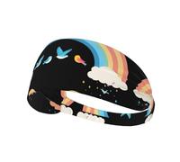 Elastic Sports Headband Hairband YYHWHJDE Birds Flying Under The Rainbow Prints Spandex, Soft, Breathable, Quick-Dry