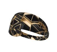 Elastic Sports Headband Hairband YYHWHJDE Black and gold plaid 2 Pattern Soft, Breathable, Quick-Dry