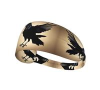 Elastic Sports Headband Hairband YYHWHJDE Black Crow Birds Pattern Soft, Breathable, Quick-Dry