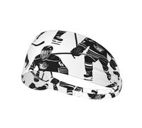 Elastic Sports Headband Hairband YYHWHJDE Black hockey Pattern Quick Drying, Moisture Wicking