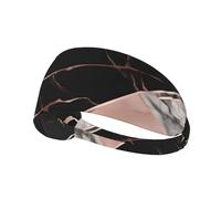 Elastic Sports Headband Hairband YYHWHJDE Black rose gold Marble Pattern Quick Drying, Moisture Wicking
