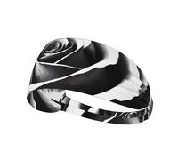 Elastic Sports Headband Hairband YYHWHJDE Black White Rose Pattern Soft, Breathable, Quick-Dry