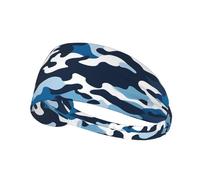 Elastic Sports Headband Hairband YYHWHJDE Blue Camo Pattern Soft, Breathable, Quick-Dry
