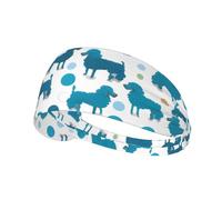 Elastic Sports Headband Hairband YYHWHJDE Blue Poodle Polka Dot Pattern Quick Drying, Moisture Wicking