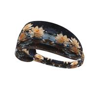 Elastic Sports Headband Hairband YYHWHJDE Bohemian White Lotus Pattern Soft, Breathable, Quick-Dry