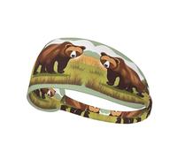 Elastic Sports Headband Hairband YYHWHJDE Brown bear walking Pattern Quick Drying, Moisture Wicking