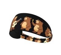 Elastic Sports Headband Hairband YYHWHJDE Brown bears sing Picture Soft, Breathable, Quick-Dry