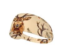 Elastic Sports Headband Hairband YYHWHJDE bull elk Pattern Soft, Breathable, Quick-Dry