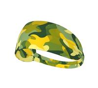 Elastic Sports Headband Hairband YYHWHJDE camo yellow & green Pattern Soft, Breathable, Quick-Dry