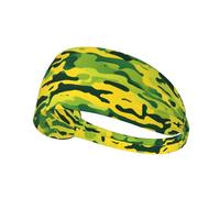 Elastic Sports Headband Hairband YYHWHJDE Camo Yellow & green Pattern Soft, Breathable, Quick-Dry
