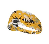 Elastic Sports Headband Hairband YYHWHJDE cartoon bee Pattern Quick Drying, Moisture Wicking
