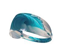 Elastic Sports Headband Hairband YYHWHJDE Cartoon blue sea wave Pattern Soft, Breathable, Quick-Dry