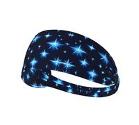 Elastic Sports Headband Hairband YYHWHJDE Cartoon blue star Pattern Soft, Breathable, Quick-Dry